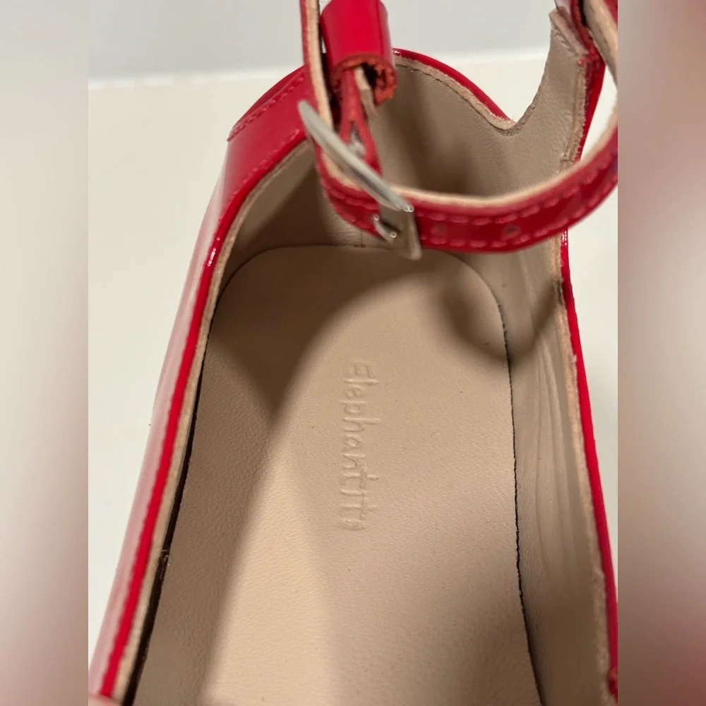 Girls Red Patent Ankle-Strap Flats